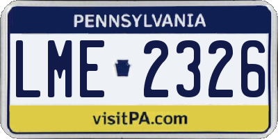 PA license plate LME2326
