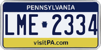 PA license plate LME2334