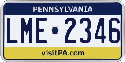 PA license plate LME2346