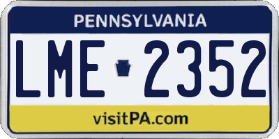 PA license plate LME2352
