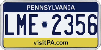 PA license plate LME2356