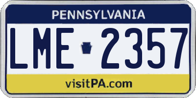 PA license plate LME2357