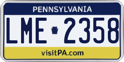 PA license plate LME2358