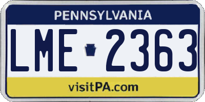 PA license plate LME2363