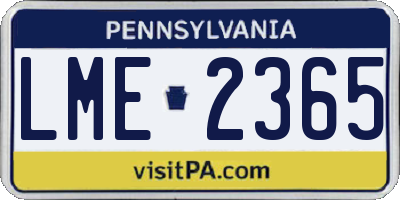 PA license plate LME2365