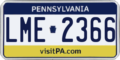 PA license plate LME2366