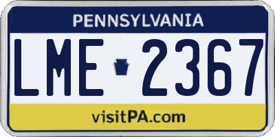 PA license plate LME2367