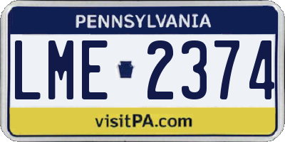 PA license plate LME2374