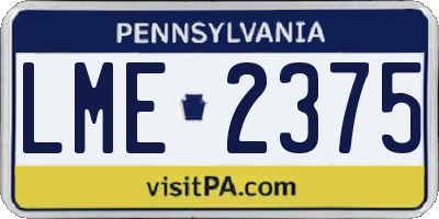 PA license plate LME2375