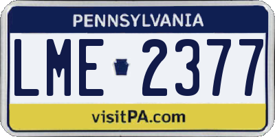 PA license plate LME2377