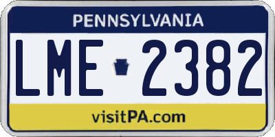 PA license plate LME2382