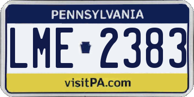 PA license plate LME2383