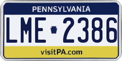 PA license plate LME2386