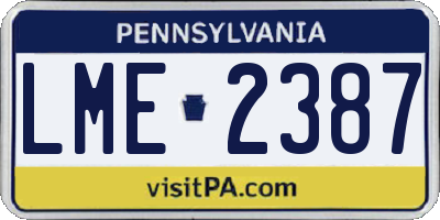 PA license plate LME2387