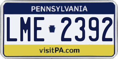 PA license plate LME2392