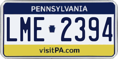 PA license plate LME2394