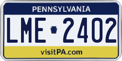 PA license plate LME2402