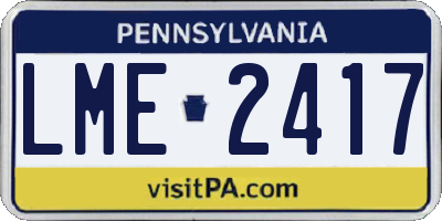 PA license plate LME2417
