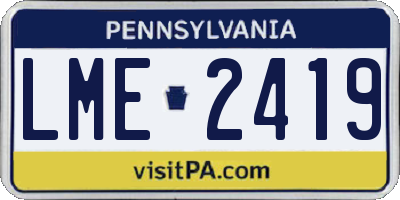 PA license plate LME2419