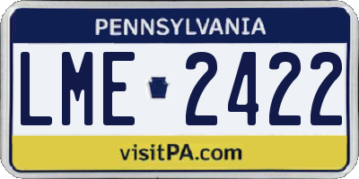 PA license plate LME2422