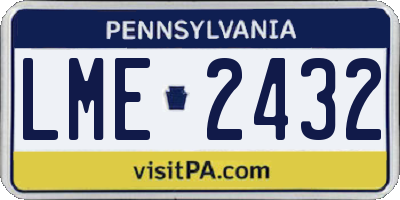PA license plate LME2432