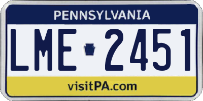 PA license plate LME2451