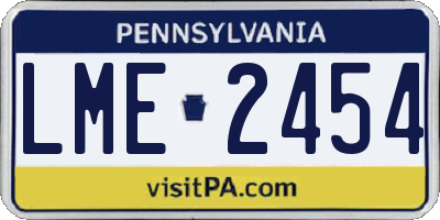 PA license plate LME2454