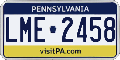 PA license plate LME2458