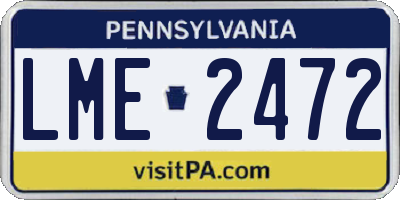 PA license plate LME2472