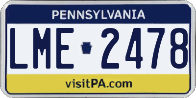 PA license plate LME2478