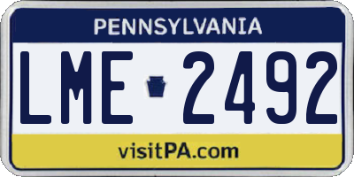 PA license plate LME2492