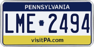 PA license plate LME2494