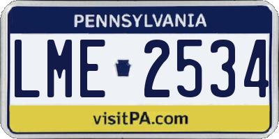 PA license plate LME2534