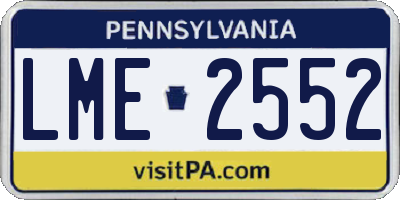 PA license plate LME2552