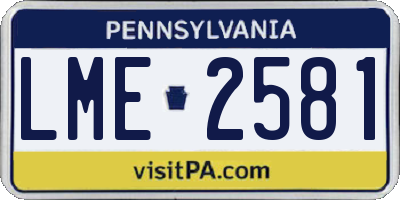 PA license plate LME2581
