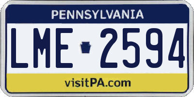 PA license plate LME2594