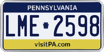 PA license plate LME2598