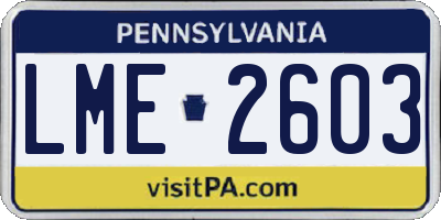 PA license plate LME2603