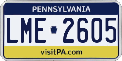 PA license plate LME2605