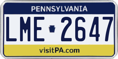 PA license plate LME2647