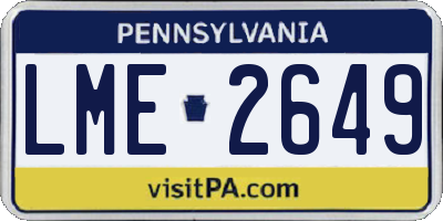 PA license plate LME2649