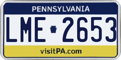 PA license plate LME2653