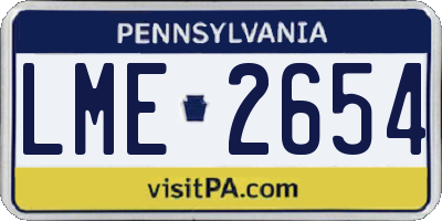PA license plate LME2654