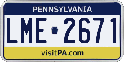 PA license plate LME2671