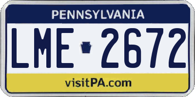 PA license plate LME2672