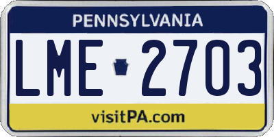 PA license plate LME2703