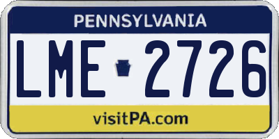 PA license plate LME2726