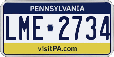 PA license plate LME2734