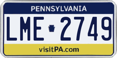 PA license plate LME2749