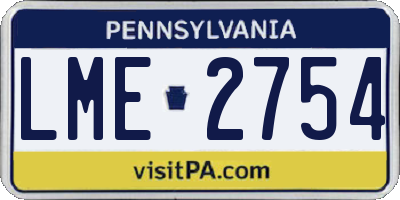 PA license plate LME2754